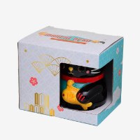 ספל חתול מזל Maneki Neko - שחור - מארז לא מושלם