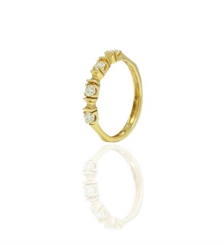 טבעת זהב 4 אבנים יפהפיה עם יהלומים 0.40 קראט