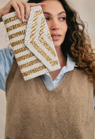 קלאצ מחורז רטרו פסים זהב