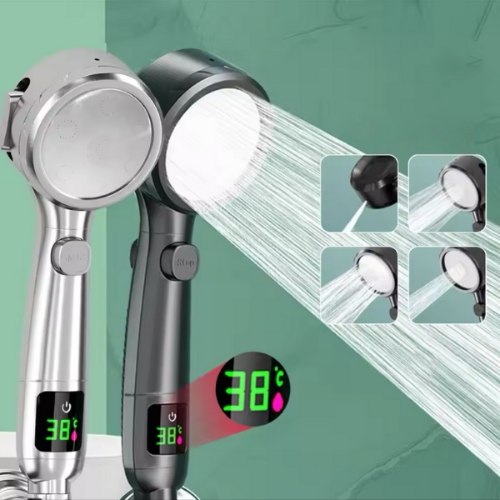 מזלף מים למקלחת ואמבטיה עם צג מד טמפרטורה המים
