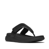 Fit Flop F-Mode Go Adjustable Flatform Toe Post Sandals All Black כפכפי נשים פיט פלופ שחור