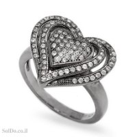 טבעת מכסף לב משובצת אבני זרקון  RG6191 | תכשיטי כסף | טבעות כסף