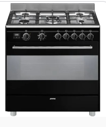 תנור רוחב 90 ס"מ משולב כיריים גז דגם Smeg BG91B שחור