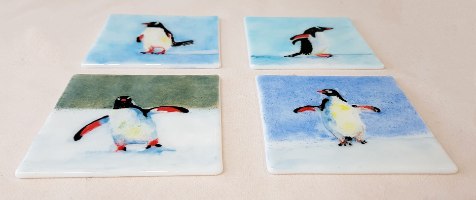 פינגווינים על אריחי זכוכית