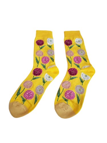 גרביים מעוצבות פרחים צהוב