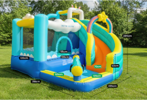 מתקן מתנפח עם מגלשה חד קרן דגם  W73056T מבית Doctor Dolphin