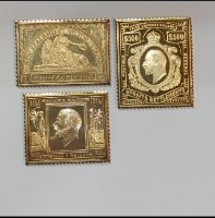 3 רפליקות של בולים מהעולם עשוי כסף סטרלינג