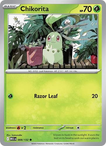 קלף בודד single פוקימון - chikorita - Mega Evolution - 008/132