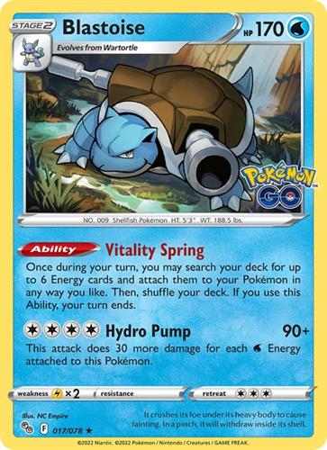 קלף בודד single פוקימון - blastoise - Pokemon Go - 017/071