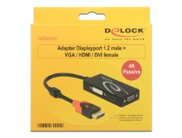 מתאם פסיבי  Delock Passive DisplayPort 1.2 Adapter to VGA / HDMI / DVI 4K