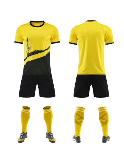 תלבושת כדורגל צהוב דמוי דורטמונד  (לוגו+ספונסר שלכם)