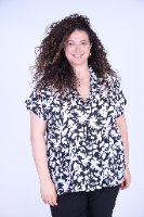 חולצת סאן מודפס שחור לבן