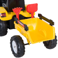 טרקטור פדלים לילדים עם כף קדמית עולה ויורדת ועגלה מתחברת ו 2 כלי חפירה - Connect 1005