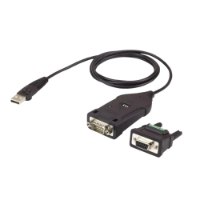 מתאם Aten UC485 USB to RS422/RS485 – כבל USB שחור יחידת המרה ושני מחברי DB9