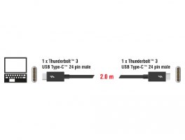 כבל מסך Delock Passive Thunderbolt 3 (20 Gb/s) USB-C A3 cable 1 m