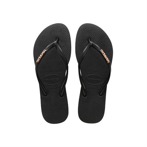 Havaianas Slim Logo Metallic- שחור+ מתכת זהב
