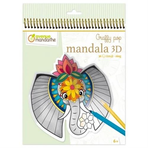 חוברת צביעה ספירלה 36 דפים גראפי - חיות סוואנה 3D | מנדרין
