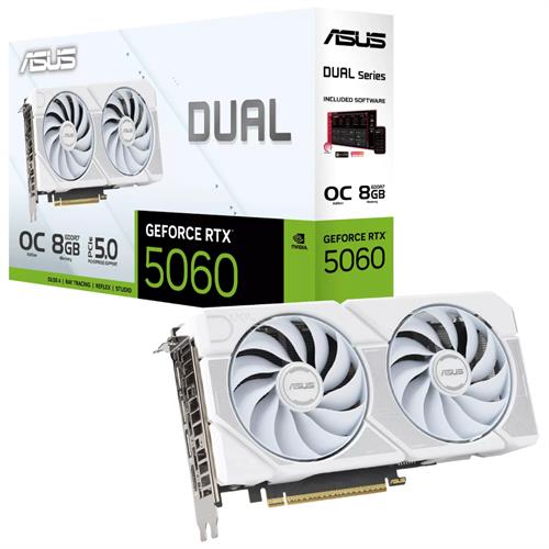 כרטיס מסך Asus Dual RTX 5060 OC 8GB GDDR7 לבן