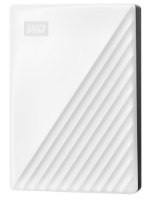 כונן קשיח חיצוני צבע לבן Western Digital My Passport 5TB – כונן לבן עם דוגמת פסים אלכסונית ולוגו WD USB