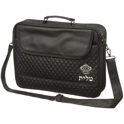 תיק טלית גדול גוון שחור פיו מפואר אותיות בולטות "כתר