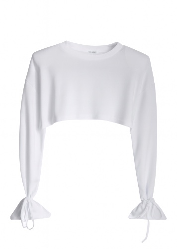 White Shoulder Pads Crop