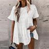 לבן - חולצת טוניקה מעוטרת