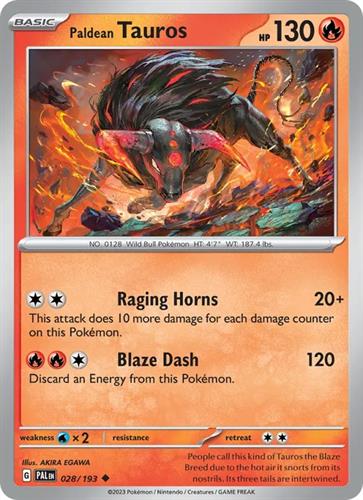 קלף בודד single פוקימון - paldean tauros - Paldea Evolved - 028/193