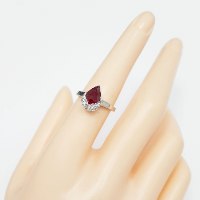 טבעת מכסף משובצת אבן רובי אדומה ואבני זרקון RG1849 | תכשיטי כסף 925 | טבעות כסף