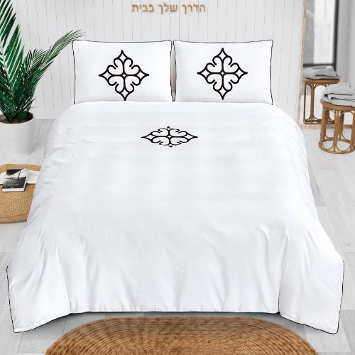 סט מצעים 100% כותנה בשילוב פייפינג רקום - מגוון מידות לבחירה