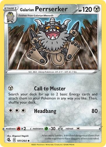 קלף בודד single פוקימון - galarian perrserker - Fusion Strike - 181/264