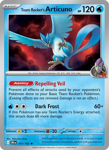 קלף בודד single פוקימון - team rocket's articuno - Destined Rivals - 051/182