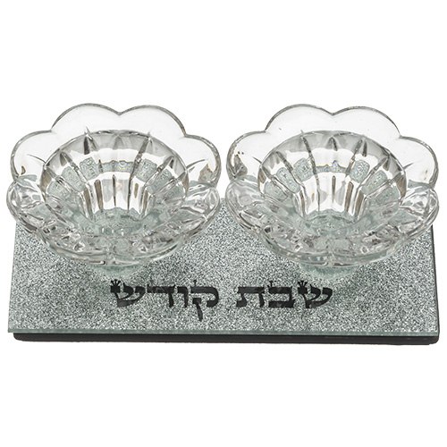 זוג פמוטי זכוכית על מגש