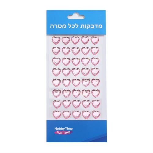 אבני שיבוץ דביקות 14 מ"מ לבבות ורודים
