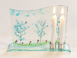 אור לכל בנות הבית 💙🌿- פמוטי זכוכית בעבודת יד