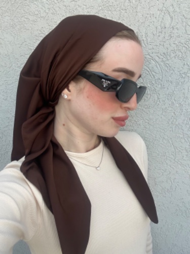 מטפחת סאטן משי חום כהה