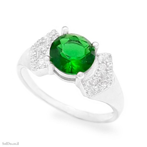 טבעת מכסף משובצת אבני זרקון ירוקות  RG1766 | תכשיטי כסף 925 | טבעות כסף