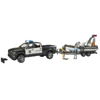 טרקטור גיפ RAM 2500 POWER WAGON - משטרה + סירת הצלה Bruder 02507