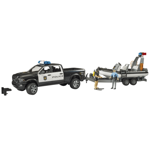 טרקטור גיפ RAM 2500 POWER WAGON - משטרה + סירת הצלה Bruder 02507