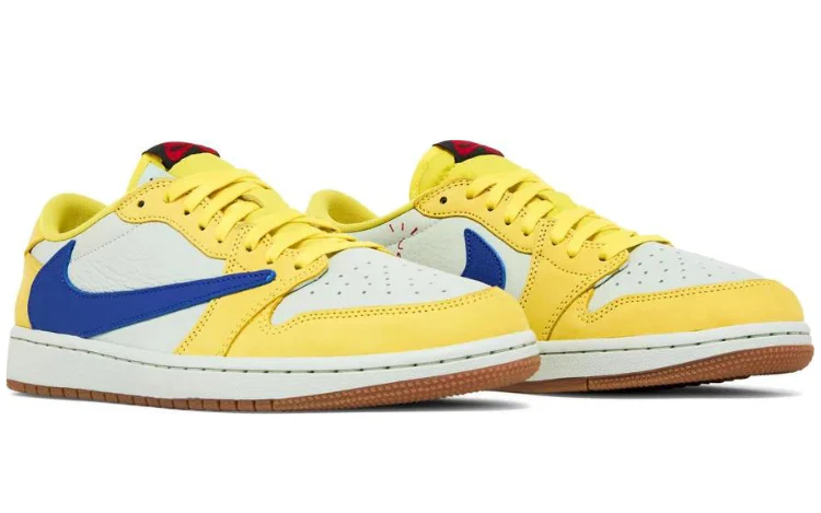נעלי טראוויס סקוט Air Jordan 1 x Travis Scott לבן צהוב