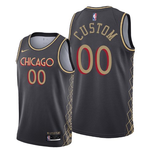 גופיית NBA שיקגו בולס Black Motor City Edition עם הדפסת שם ומספר ובחירה