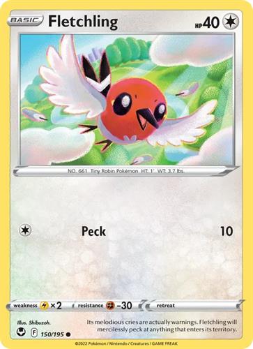 קלף בודד single פוקימון - fletchling - Silver Tempest - 150/195
