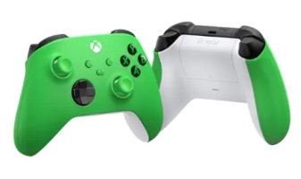 בקר משחק אלחוטי Microsoft Xbox Xser Velocity Green – מבט קדמי ואחורי על הבקר הירוק-לבן
