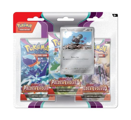 קלפי פוקימון בליסטר 3 חב' Pokémon TCG: Scarlet & Violet Paldea Evolved 3-Pack Blister Varoom