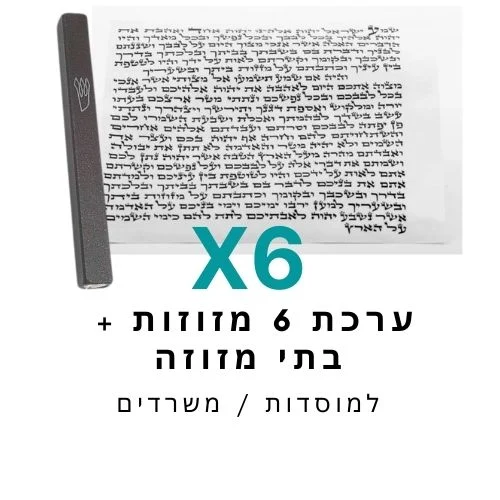 ערכת 6 בתי מזוזה אלומיניום שחור + קלפי מזוזה כשרים 10 ס"מ