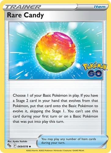 קלף בודד single פוקימון - rare candy - Pokemon Go - 069/078