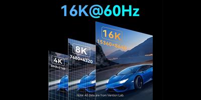Vention DP 2.1 16K/60Hz 80Gbps - 3m Cable