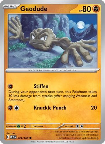 קלף בודד single פוקימון - geodude - 151 - 074/165