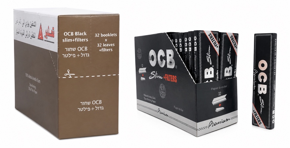 נייר גלגול OCB לבן גדול + פילטר – מארז 32 יח'