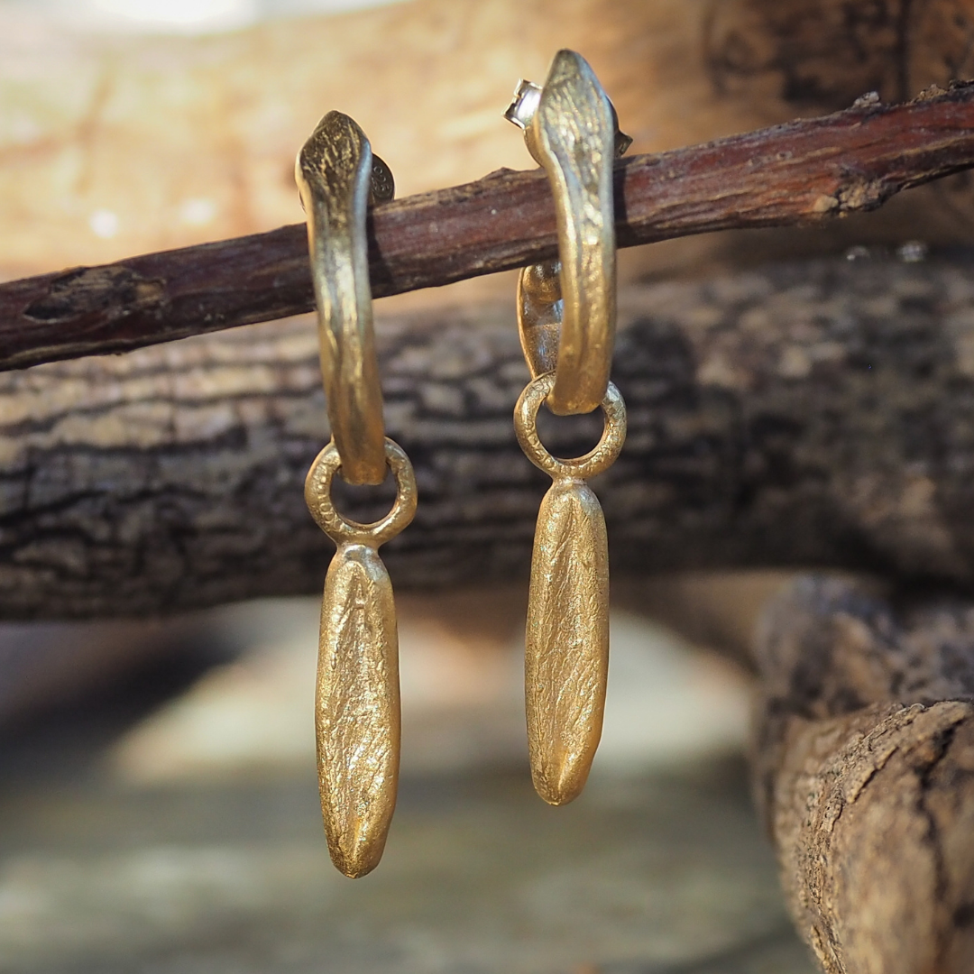 Elongated Leaf Dangle Earrings