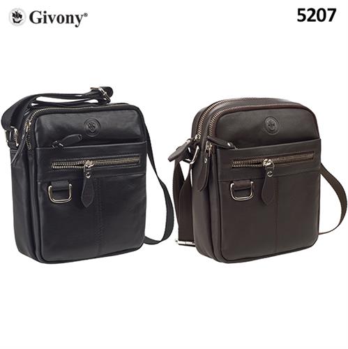 תיק צד לגבר מעור איכותי מבית GIVONY גבעוני 21X19ס"מ שחור עם 4 תאים ורצועה GV-5207